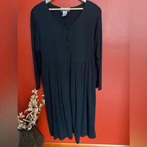 Chic Black Button-Down Long Sleeve Dress by Diana Marco
